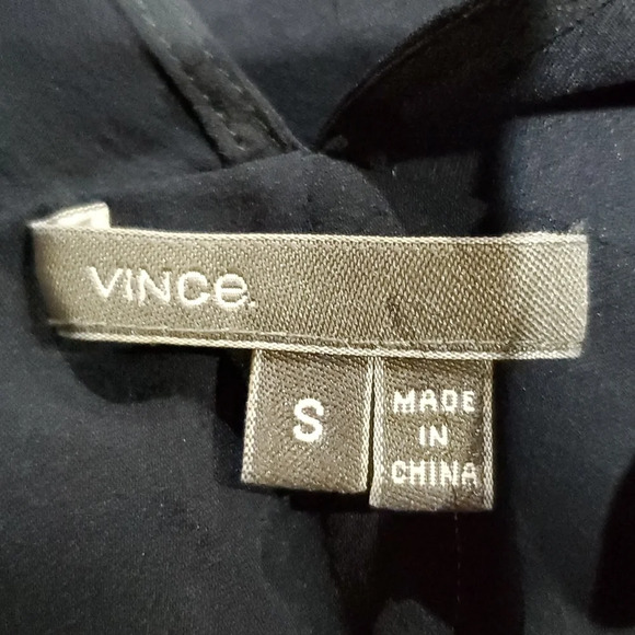 Vince silk navy blue drop shoulders blouse short sleeve - Picture 5 of 6